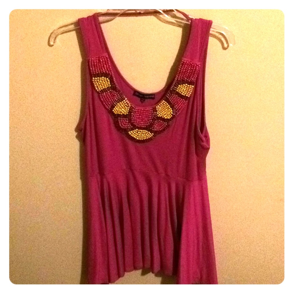 Flowy , stretch nylon, beaded shirt